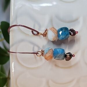 🔥LAST ONE🔥 Imperial Jasper Apatite Czech Glass Drop Earrings